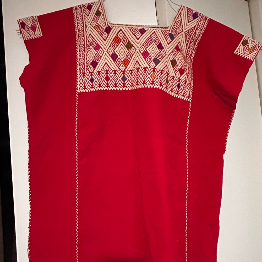 Embroidered Red Women's Top